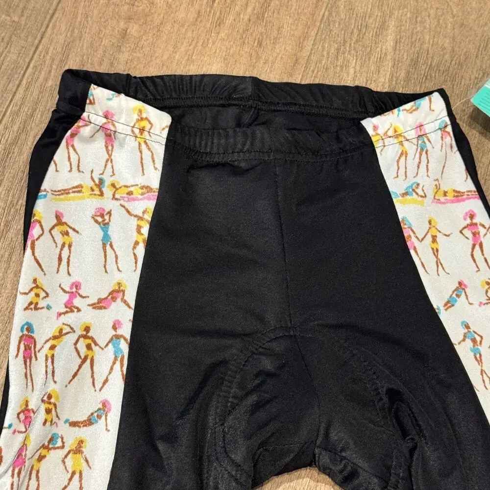 VTG Windskin Cycling Shorts Women Small* Black Dancing Ladies Nylon Lycra Padded